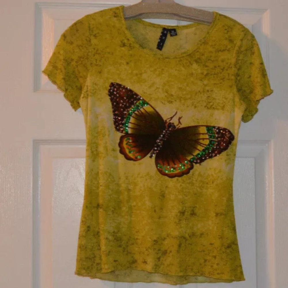 Knit Top with sequins Butterfly Size m